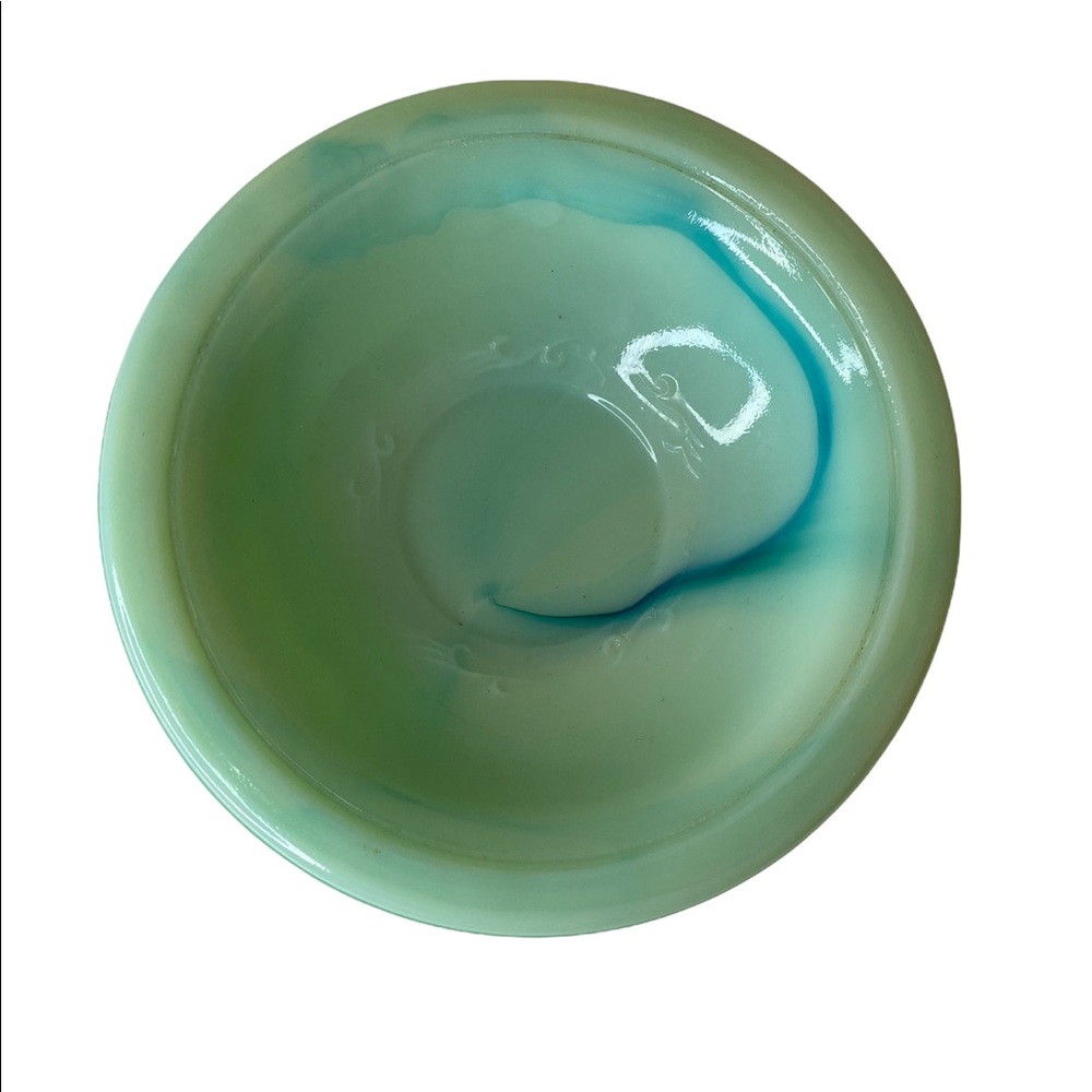 COPY - Vintage 1978 Avon Victoriana Blue & green Jadeite Glass Pitcher Bowl mil… - Picture 5 of 10